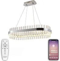 Люстра подвесная LED LAMPS 81253 Natali Kovaltseva прозрачная на 1 лампу, основание хром в стиле современный с пультом Люстра подвесная LED LAMPS 81253 Natali Kovaltseva прозрачная на 1 лампу, основание хром в стиле современный с пультом